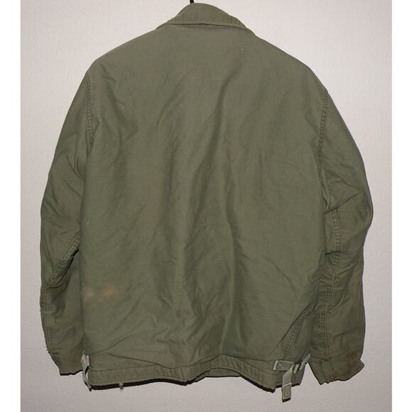Vtg 70’s U.S. Navy Cold Weather Permeable Men’s Large Deck Jacket A-2 Green - Picture 3 of 3